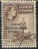 [Queen Elizabeth Stamps of 1952 of Gold Coast Overprinted "GHANA INDEPENDENCE 6TH.. MARCH, 1957", tegund B2]