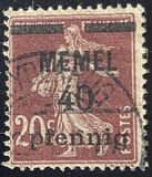 [French Postage Stamps Overprinted "MEMEL" and Surcharged, Typ B4]