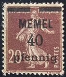 [French Postage Stamps Overprinted "MEMEL" and Surcharged, Typ B4]