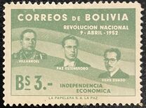 [The 1st Anniversary of the Revolution of April 9th, 1952 - Villarroel, Paz Estenssoro and Siles Zuazo, тип HS3]