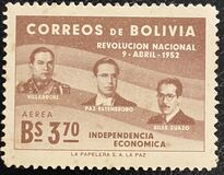 [The 1st Anniversary of the Revolution of April 9th, 1952 - Villarroel, Paz Estenssoro and Siles Zuazo, тып HS6]