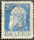 [The 90th Anniversary of the Birth of Prince Luitpold - Type I: Small 9 and no Foot on 1 in "1911". Type II: Large 9 and Foot on 1 in "1911", тип F7]