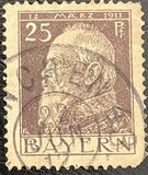 [The 90th Anniversary of the Birth of Prince Luitpold - Type I: Small 9 and no Foot on 1 in "1911". Type II: Large 9 and Foot on 1 in "1911", тип F10]