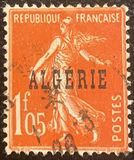 [French Postage Stamps Overprinted in Black, type B14]