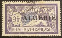 [French Postage Stamps Overprinted in Black, type B16]