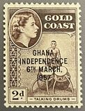[Queen Elizabeth Stamps of 1952 of Gold Coast Overprinted "GHANA INDEPENDENCE 6TH.. MARCH, 1957", प्रकार B2]