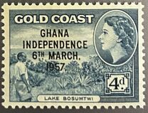 [Queen Elizabeth Stamps of 1952 of Gold Coast Overprinted "GHANA INDEPENDENCE 6TH.. MARCH, 1957", प्रकार B5]