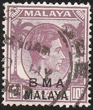 [Straits Settlements Postage Stamps Overprinted "B M A MALAYA" in Black or Red Colour, type A6]