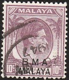[Straits Settlements Postage Stamps Overprinted "B M A MALAYA" in Black or Red Colour, type A6]