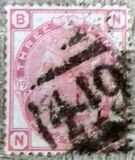 [Queen Victoria - Colored Control Numbers in Corners, प्रकार W]