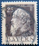 [The 90th Anniversary of the Birth of Prince Luitpold - Type I: Small 9 and no Foot on 1 in "1911". Type II: Large 9 and Foot on 1 in "1911", tyyppi F10]