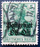 [German Empire Postage Stamps Overprinted "Postgebiet Ob. Ost", type A2]