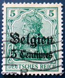 [German Empire Postage Stamps Surcharged "Fr. and C." or "Centimes" & Overprinted "Belgien", type A1]