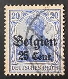 [German Empire Postage Stamps Surcharged "F and Cent" & Overprinted "Belgien", 類型 B8]