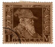 [The 90th Anniversary of the Birth of Prince Luitpold - Type I: Small 9 and no Foot on 1 in "1911". Type II: Large 9 and Foot on 1 in "1911", type H1]