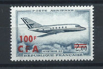 [Airmail - Airplanes - Stamp of France Overprinted CFA and Surcharged, प्रकार DW]