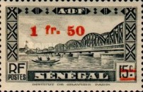 [Faidherbe Bridge & Diourbel Mosque Stamps of 1935 Surtaxed, տեսակ AK12]