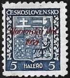 [Czechoslovakian Postage Stamps Overprinted "Slovenský štát 1939", type A]