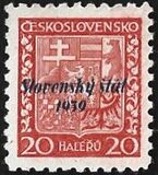 [Czechoslovakian Postage Stamps Overprinted "Slovenský štát 1939", type A2]