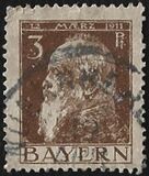 [The 90th Anniversary of the Birth of Prince Luitpold - Type I: Small 9 and no Foot on 1 in "1911". Type II: Large 9 and Foot on 1 in "1911", tip F]