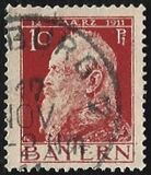 [The 90th Anniversary of the Birth of Prince Luitpold - Type I: Small 9 and no Foot on 1 in "1911". Type II: Large 9 and Foot on 1 in "1911", tip F5]