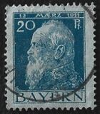 [The 90th Anniversary of the Birth of Prince Luitpold - Type I: Small 9 and no Foot on 1 in "1911". Type II: Large 9 and Foot on 1 in "1911", type F6]