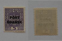 [Polish Postage Stamps Overprinted "PORT GDAŃSK" - Eagle on Striped Background, type I]