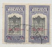 [Airmail - Currency Revaluation - Founding of La Paz stamps of 1951 Surcharged, type FO3]