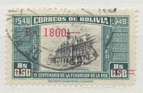 [Airmail - Currency Revaluation - Founding of La Paz stamps of 1951 Surcharged, type FR3]