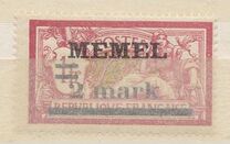 [French Postage Stamps Overprinted "MEMEL" and Surcharged, Typ B10]