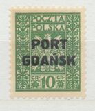 [Polish Postage Stamps Overprinted "PORT GDAŃSK" - Eagle on Striped Background, type I1]