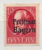 [King Ludwig III Overprinted "Freistaat Bayern", type P3]