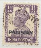 [India Postage Stamps Overprinted "PAKISTAN" in Small, type A4]