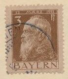 [The 90th Anniversary of the Birth of Prince Luitpold - Type I: Small 9 and no Foot on 1 in "1911". Type II: Large 9 and Foot on 1 in "1911", тип F]