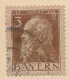 [The 90th Anniversary of the Birth of Prince Luitpold - Type I: Small 9 and no Foot on 1 in "1911". Type II: Large 9 and Foot on 1 in "1911", тип F]