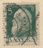 [The 90th Anniversary of the Birth of Prince Luitpold - Type I: Small 9 and no Foot on 1 in "1911". Type II: Large 9 and Foot on 1 in "1911", тип F3]