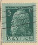 [The 90th Anniversary of the Birth of Prince Luitpold - Type I: Small 9 and no Foot on 1 in "1911". Type II: Large 9 and Foot on 1 in "1911", тип F2]