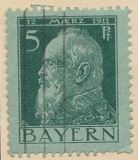 [The 90th Anniversary of the Birth of Prince Luitpold - Type I: Small 9 and no Foot on 1 in "1911". Type II: Large 9 and Foot on 1 in "1911", тип F2]