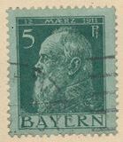 [The 90th Anniversary of the Birth of Prince Luitpold - Type I: Small 9 and no Foot on 1 in "1911". Type II: Large 9 and Foot on 1 in "1911", тип F2]