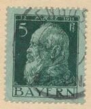 [The 90th Anniversary of the Birth of Prince Luitpold - Type I: Small 9 and no Foot on 1 in "1911". Type II: Large 9 and Foot on 1 in "1911", тип F2]