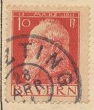 [The 90th Anniversary of the Birth of Prince Luitpold - Type I: Small 9 and no Foot on 1 in "1911". Type II: Large 9 and Foot on 1 in "1911", тип F4]