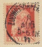 [The 90th Anniversary of the Birth of Prince Luitpold - Type I: Small 9 and no Foot on 1 in "1911". Type II: Large 9 and Foot on 1 in "1911", тип F5]