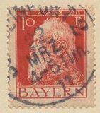 [The 90th Anniversary of the Birth of Prince Luitpold - Type I: Small 9 and no Foot on 1 in "1911". Type II: Large 9 and Foot on 1 in "1911", тип F5]