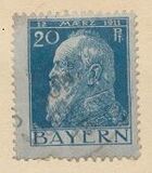 [The 90th Anniversary of the Birth of Prince Luitpold - Type I: Small 9 and no Foot on 1 in "1911". Type II: Large 9 and Foot on 1 in "1911", тип F6]