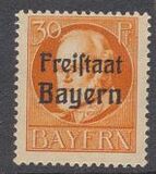 [King Ludwig III Overprinted "Freistaat Bayern", type P7]