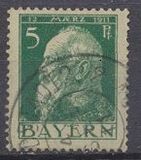 [The 90th Anniversary of the Birth of Prince Luitpold - Type I: Small 9 and no Foot on 1 in "1911". Type II: Large 9 and Foot on 1 in "1911", тип F2]