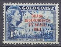 [Queen Elizabeth Stamps of 1952 of Gold Coast Overprinted "GHANA INDEPENDENCE 6TH.. MARCH, 1957", סוג C]