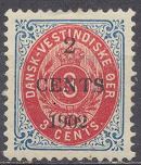 [No. 6b Surcharged "2 CENTS 1909" in St. Vincent, type F]