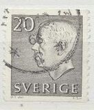 [King Gustaf VI Adolf of Sweden - White Numerals, with Imprint, 유형 FA3]