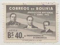 [The 1st Anniversary of the Revolution of April 9th, 1952 - Villarroel, Paz Estenssoro and Siles Zuazo, тып HS10]